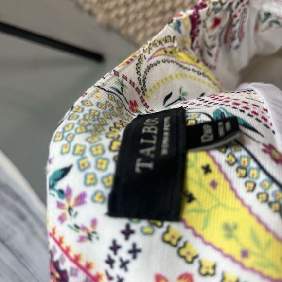 Talbots Skirt Plus size 12W Petite White Pink Yellow Paisley Knee A Line Boho - Picture 8 of 8